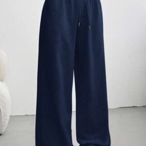 SHEIN EZwear Pantalon de survêtement ample et ample avec cordon de serrage à la taille, couleur unie, décontracté, pour femmes