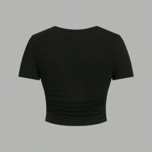 SHEIN EZwear 2 pièces T-shirt ajusté à manches courtes pour femmes avec motif rond minimaliste graphique d'araignée rouge, convient pour le printemps et l'automne