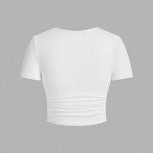 SHEIN EZwear 2 pièces T-shirt ajusté à manches courtes pour femmes avec motif rond minimaliste graphique d'araignée rouge, convient pour le printemps et l'automne
