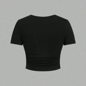 SHEIN EZwear 2 pièces T-shirt ajusté à manches courtes pour femmes avec motif rond minimaliste graphique d'araignée rouge, convient pour le printemps et l'automne