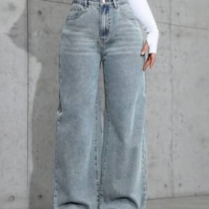 SHEIN ICON Jean droit délavé décontracté