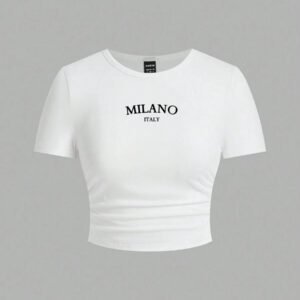 SHEIN EZwear 2 pièces T-shirt ajusté à manches courtes pour femmes avec motif rond minimaliste graphique d'araignée rouge, convient pour le printemps et l'automne