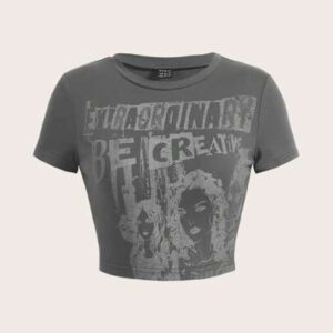 SHEIN ICON T-Shirt Court Figure Et Lettre