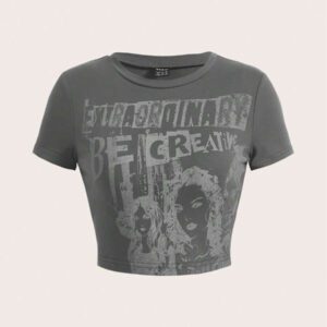 SHEIN ICON T-Shirt Court Figure Et Lettre
