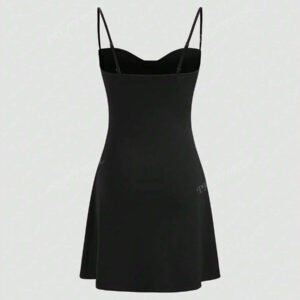 Robe courte à armatures noire sexy et unie en style A pour femmes, style élégant convenant aux sorties quotidiennes, rendez-vous, fêtes, tenues de vacances d'été/printemps