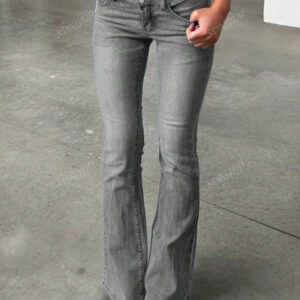 Retro High Waist Button Fly Slim Fit Washed Skinny Jeans, Casual Chic Simple Versatile Women's Denim Pants