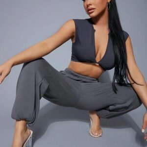 SHEIN SXY Robe longue d'été de concert à décolleté plongeant avec torsion à l'avant, robe de bal, robe sexy, robe de la Saint-Valentin