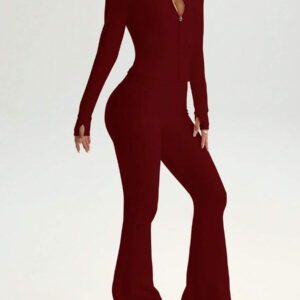 FWH Ensemble de 2 pièces prêt pour la rue, contrôle du ventre + manches avec trou pour le pouce, du gymnase à la rue, zip avant inspiré du corset, pantalon évasé stretch 4 sens, bande de taille antidérapante, veste sculptante avec détail de zip + pantalon liftant les fesses, ensemble boost de confiance, veste femme à zip avant et pantalon évasé, Ensemble 2 pièces femme