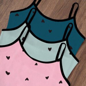Dream Adore 3pcs/Set Heart Printed Camisole & Shorts Pajama Set Womens Pajama Set Heart Print Pajama Set Camisole And Shorts Pajama Set Cute Pajama Set Lounge Set