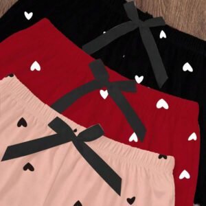 Dream Adore 3pcs/Set Heart Printed Camisole & Shorts Pajama Set Womens Pajama Set Heart Print Pajama Set Camisole And Shorts Pajama Set Cute Pajama Set Lounge Set