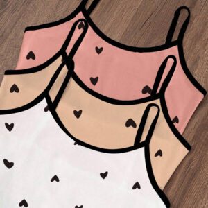 Dream Adore 3pcs/Set Heart Printed Camisole & Shorts Pajama Set Womens Pajama Set Heart Print Pajama Set Camisole And Shorts Pajama Set Cute Pajama Set Lounge Set