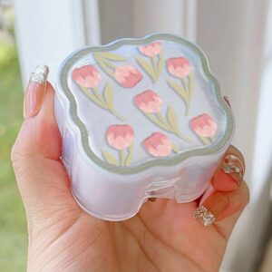 Cute Tulip Charging Adapter Protector Case, Suitable For 20W UK Plug Fast Charging Head, Transparent Protective Cover, Leaf Pattern For Phone, IPad, Triangular Plug Charger