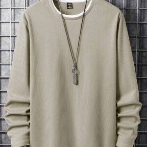 Manfinity Homme Homme T-shirt 2 en 1 unicolore en maille gaufrée