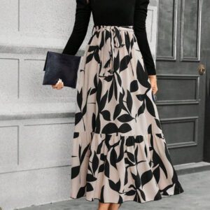 Calvaya Robe longue à manches bouffantes avec ceinture et imprimé floral pour femmes
