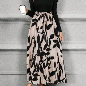 Calvaya Robe longue à manches bouffantes avec ceinture et imprimé floral pour femmes