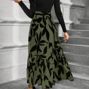 Calvaya Robe longue à manches bouffantes avec ceinture et imprimé floral pour femmes