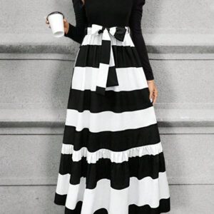 Calvaya Robe longue à manches bouffantes avec ceinture et imprimé floral pour femmes