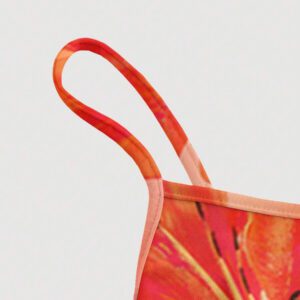SHEIN MOD Robe fluide à taille froncée avec imprimé tie-dye dégradé de lys rouge, style minimaliste décontracté de vacances
