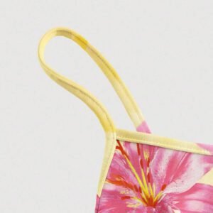 SHEIN MOD Robe fluide à taille froncée avec imprimé tie-dye dégradé de lys rouge, style minimaliste décontracté de vacances