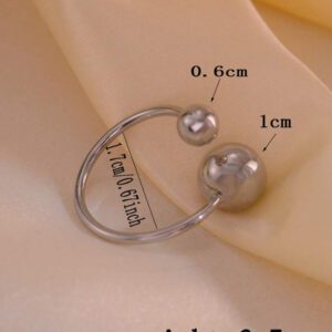 1 pièce Bague ouverte de mode personnalisée en acier inoxydable de forme boule ronde créative pour femmes