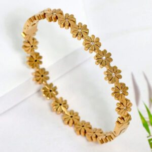 Bracelet à la mode en acier inoxydable avec marguerite et zircone, idéal pour les fêtes de femmes, à porter au quotidien, design floral classique, bijoux de poignet, cadeau