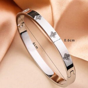 Bracelet ouvert en acier inoxydable plaqué 18 carats pour femme, bijoux de luxe imperméables et colorés en zircone cubique