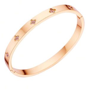 Bracelet ouvert en acier inoxydable plaqué 18 carats pour femme, bijoux de luxe imperméables et colorés en zircone cubique