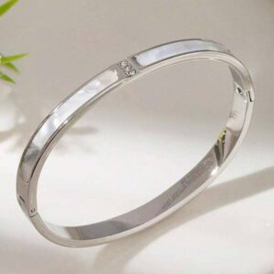 Bracelet ouvert en acier inoxydable plaqué 18 carats pour femme, bijoux de luxe imperméables et colorés en zircone cubique