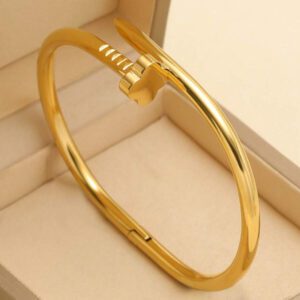 Bracelet ouvert en acier inoxydable plaqué 18 carats pour femme, bijoux de luxe imperméables et colorés en zircone cubique