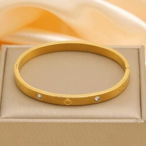 Bracelet ouvert en acier inoxydable plaqué 18 carats pour femme, bijoux de luxe imperméables et colorés en zircone cubique