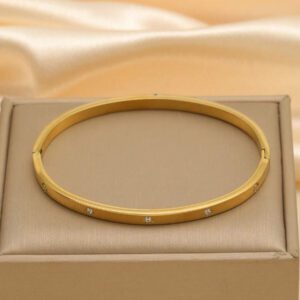 Bracelet ouvert en acier inoxydable plaqué 18 carats pour femme, bijoux de luxe imperméables et colorés en zircone cubique