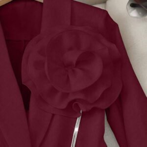 SHEIN Clasi Women Elegant Floral Decor Stand Collar Long Sleeve Top And Pants 2 Pieces Suit Set, Autumn For New Year Clothes