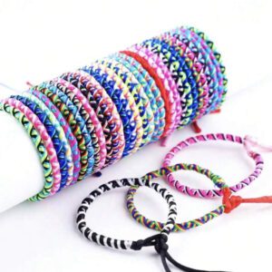 10pcs/Pack Fashionable Colorful Woven Adjustable Lucky Bracelet, Suitable For Family, Friends, Daily Wear Accessories