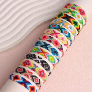 10pcs/Pack Fashionable Colorful Woven Adjustable Lucky Bracelet, Suitable For Family, Friends, Daily Wear Accessories