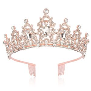 2pcs/Set Crystal Birthday Queen Tiara Crown Ribbon For Women Girls Birthday Queen Headband Sash Elegant Princess Crown With Combs Mom Birthday Hair Accessories Happy Birthday Party Decorations, Back To School Valentine Day