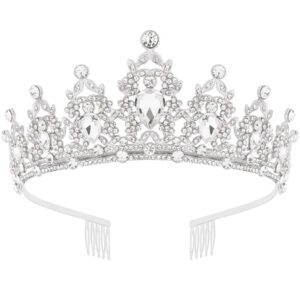 2pcs/Set Crystal Birthday Queen Tiara Crown Ribbon For Women Girls Birthday Queen Headband Sash Elegant Princess Crown With Combs Mom Birthday Hair Accessories Happy Birthday Party Decorations, Back To School Valentine Day