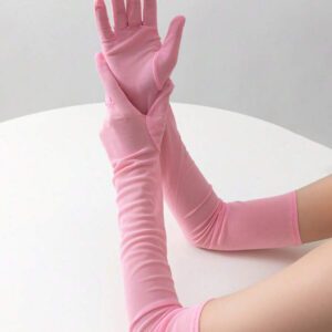 1pair Red Sheer Mesh Formal Gloves For Ladies, Suitable For Party, Prom & Everyday Wear Halloween Accessories Winter Gloves Burgundy