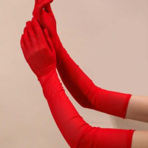 1pair Red Sheer Mesh Formal Gloves For Ladies, Suitable For Party, Prom & Everyday Wear Halloween Accessories Winter Gloves Burgundy