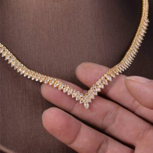 CORUIXI 4pcs Fashionable Gold V-Shaped Jewelry Set For Women, Includes Zirconia Necklace, Earrings, Bracelet, Ring, Diamond Accessories Suitable For Daily Wear