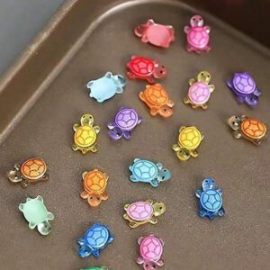 500pcs Mini Turtle Figurines, Mini Resin Glitter Sea Turtle Statues, Suitable For DIY Garden Ocean Animal Sculpture, Dollhouse, Aquarium Decor, Cartoon Colorful DIY Accessories, Turtle Nail Art, Small Gifts For Birthday Party, Wedding, Graduation