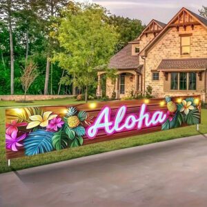 1pc-Colorful Aloha Beach Banner With A Tropical Hawaiian Theme For Summer - The Perfect Gift Flag For Indoor And Outdoor Party Decorations | Family Gatherings & Vibrant Outdoor Signage For Lively Background Hangings.