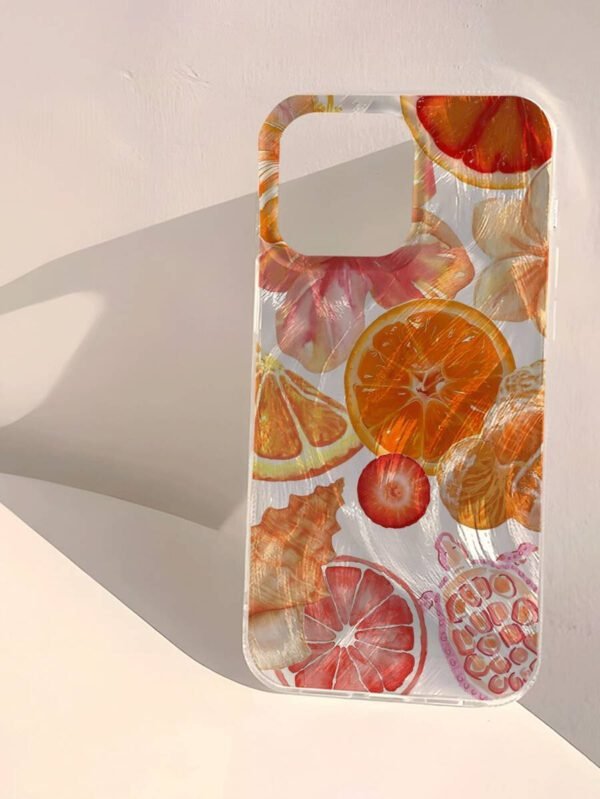 1pc Fruit Juice & Cherry Pattern Waterproof Anti-Fingerprint Anti-Scratch Transparent IMD Soft Bright Smooth Phone Case, Compatible With Apple Models Shockproof Anti-Fall – Image 27
