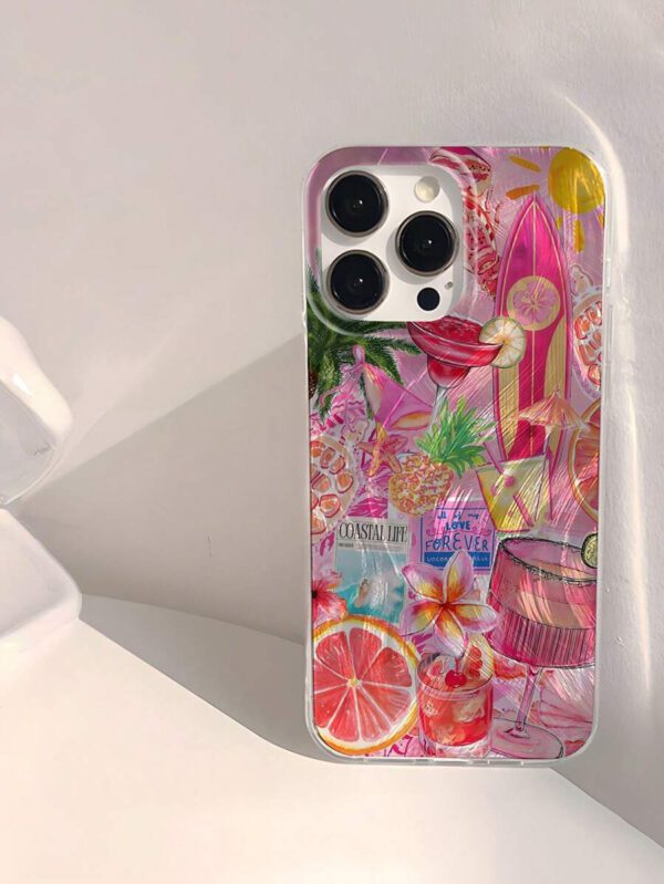 1pc Fruit Juice & Cherry Pattern Waterproof Anti-Fingerprint Anti-Scratch Transparent IMD Soft Bright Smooth Phone Case, Compatible With Apple Models Shockproof Anti-Fall – Image 8