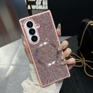 keshengtai 1pc Glitter Rhinestone Magnetic Phone Case For Samsung Galaxy Z Fold 7 6 5 4 3 5G Waterproof Shockproof Anti-Fall Scratch Resistant