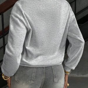 INAWLY Solva Women's Casual Zip-Up Drop Shoulder Sweatshirt For Autumn, Everyday Wear Graduation,Back To School Outfits,Graduation,Teacher Outfits For Women,Back To School Pullover Fall Outfit