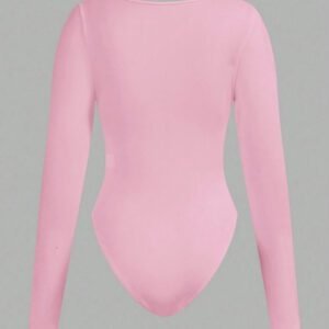 SHEIN EZwear 2pcs Women's Square Neck Long Sleeve Bodysuit Set