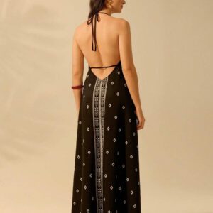 CAJUNI Robe d'été décontractée de plage pour femmes, style vacances tropicales boho, avec imprimé de fleurs et de palmiers, à fines bretelles, avec laçage