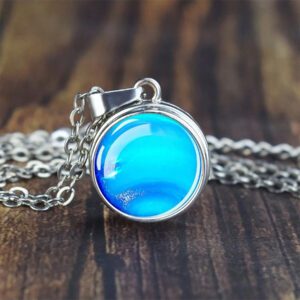 Collier système solaire, pendentif bouton pression en verre galaxie de planète Saturne Terre Lune, bijou cadeau astronomique