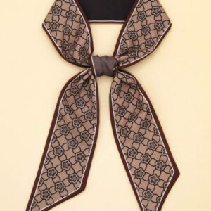 1pc Women's Black & Coffee Ditsy Floral Neck Scarf, Versatile Fashion Headband, Gift Wrap, Bag Tie, Simple & Stylish