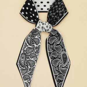 1pc Women's Black & Coffee Ditsy Floral Neck Scarf, Versatile Fashion Headband, Gift Wrap, Bag Tie, Simple & Stylish